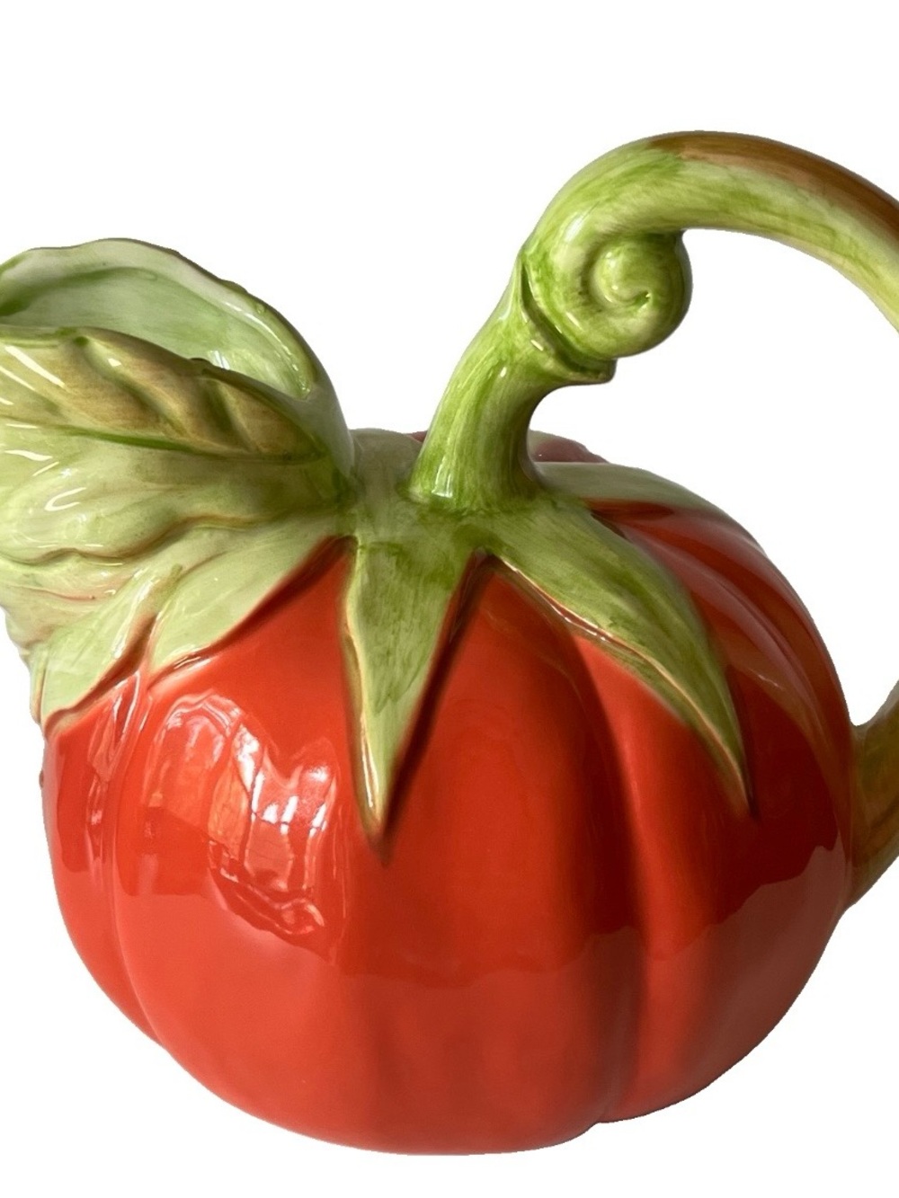 Vintage 1981 Haldon Group Tomato Pitcher Majolica Style Garden Kitchen